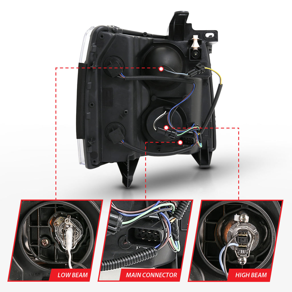 ANZO USA 111481 Projector Headlights for Select Chevrolet Silverado 1500, Chevrolet Silverado 2500, Chevrolet Silverado HD, Chevrolet Silverado 3500, Chevrolet Silverado HD