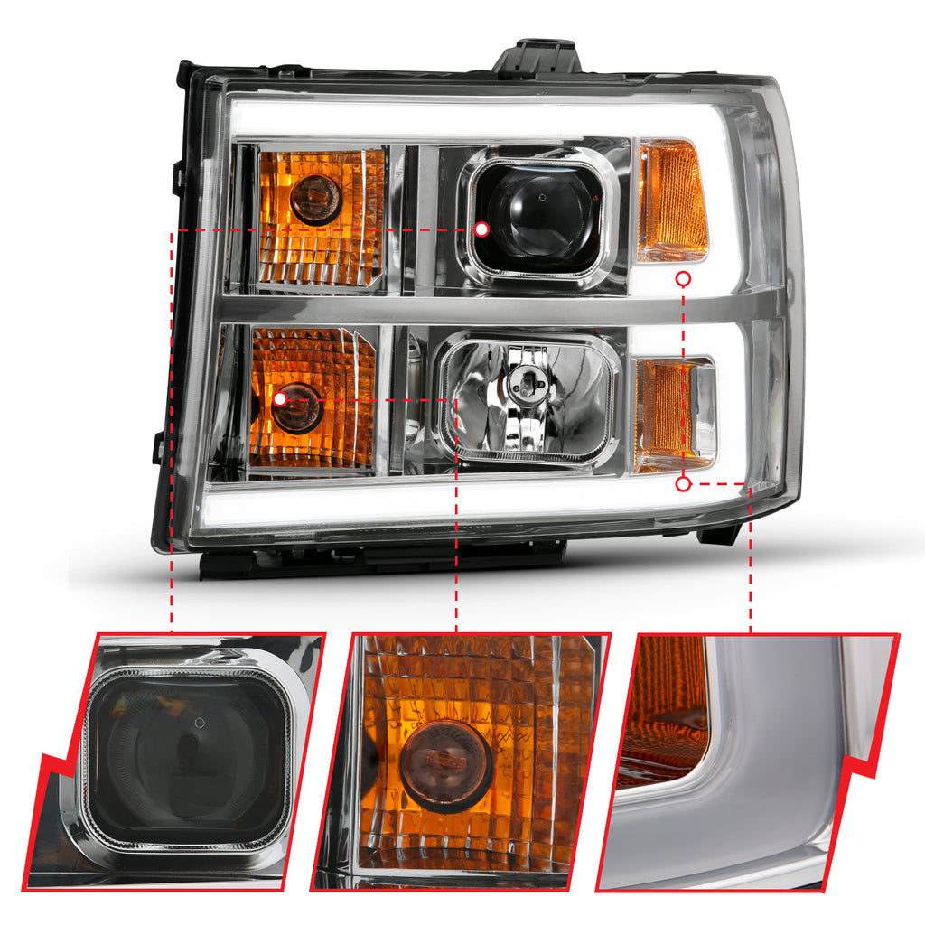 ANZO USA 111483 Projector Headlight for Select GMC Sierra 1500, GMC Sierra HD, GMC Sierra HD