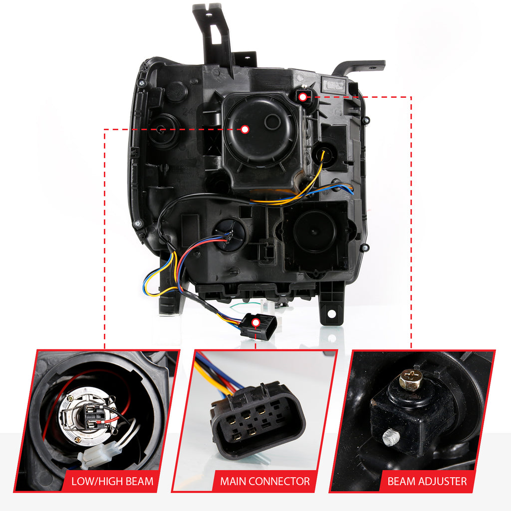 ANZO USA 111487 Projector Headlight for Select GMC Sierra, GMC Sierra 1500, GMC Sierra HD, GMC Sierra HD