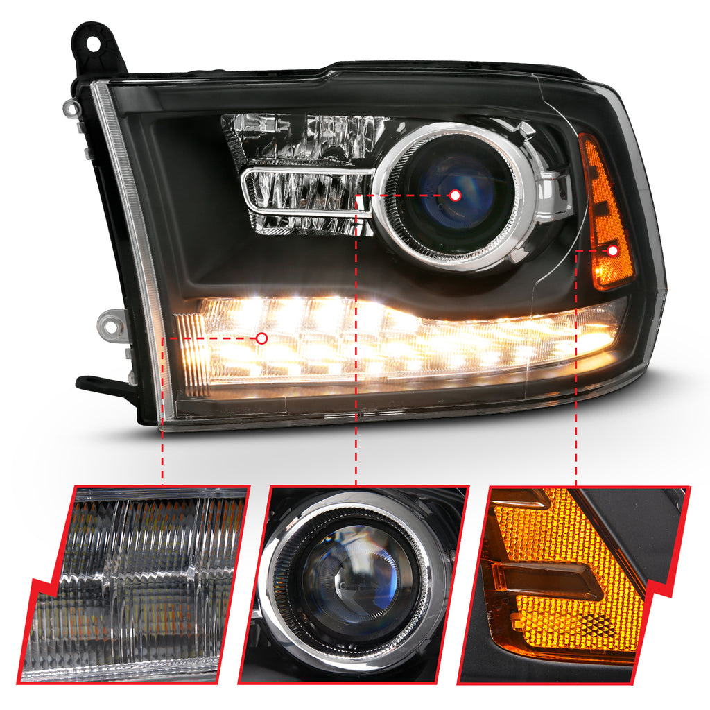 ANZO USA 111489 Projector Headlight for Select Dodge Ram 1500, Dodge Ram 2500, Dodge Ram 3500, Ram 1500, Ram Classic, Ram 2500, Ram