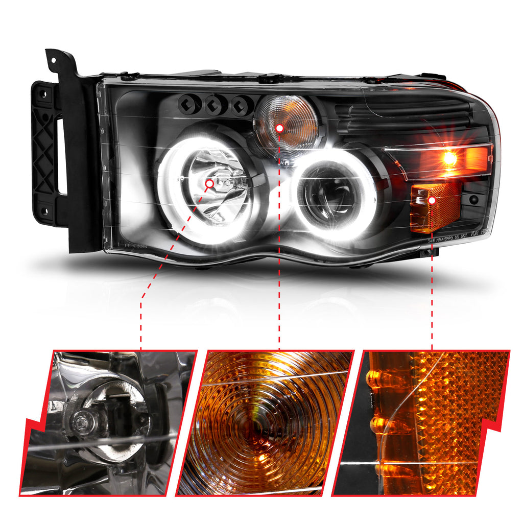 ANZO USA 111490 Projector Headlight for Select Dodge Ram 1500, Dodge Ram 2500, Dodge Ram