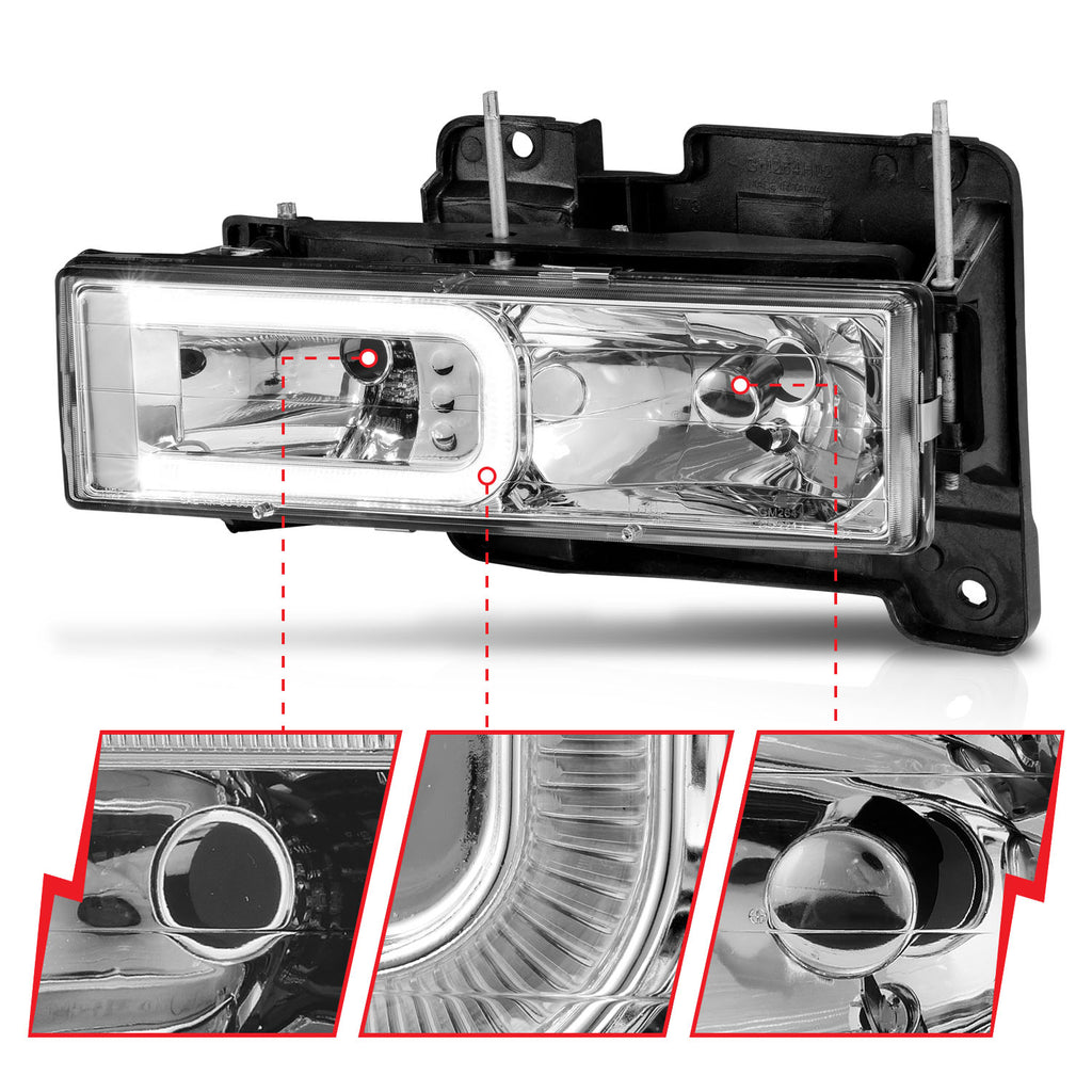 ANZO USA 111499 Crystal Headlight for Select Cadillac Escalade, Chevrolet Blazer, Chevrolet C1500, Chevrolet C1500 Suburban, Chevrolet C2500, Chevrolet C2500 Suburban, Chevrolet C3500, Chevrolet C3500HD, Chevrolet K1500, Chevrolet K1500 Suburban,