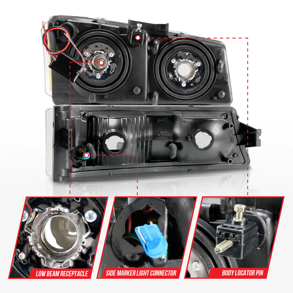 ANZO USA 111501 Crystal Headlight for Select Chevrolet Avalanche 1500, Chevrolet Avalanche 2500, Chevrolet Silverado 1500, Chevrolet Silverado Classic, Chevrolet Silverado HD, Chevrolet Silverado HD Classic, Chevrolet Silverado 2500, Chevrolet Silverado