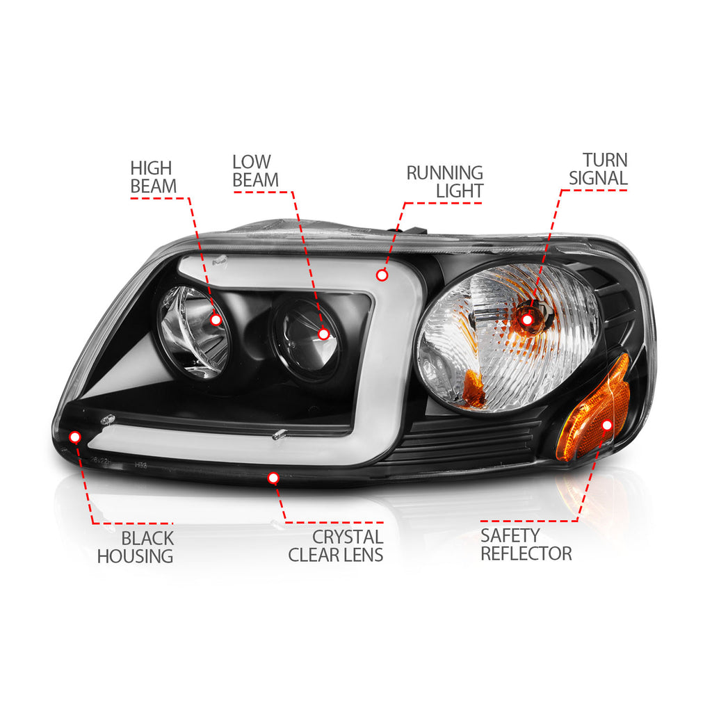 ANZO USA 111503 Crystal Headlight for Select Ford Expedition, Ford F-150, Ford F-150 Heritage, Ford F-250
