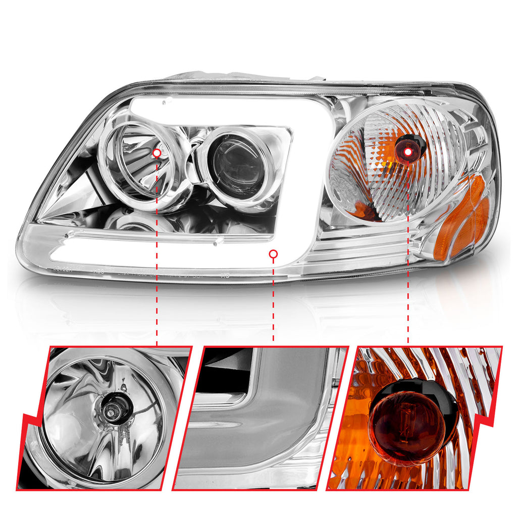 ANZO USA 111504 Crystal Headlight for Select Ford Expedition, Ford F-150, Ford F-150 Heritage, Ford F-250