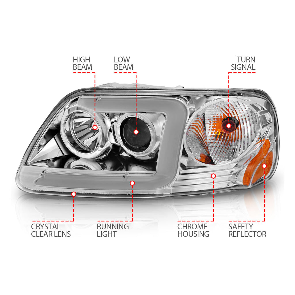 ANZO USA 111504 Crystal Headlight for Select Ford Expedition, Ford F-150, Ford F-150 Heritage, Ford F-250