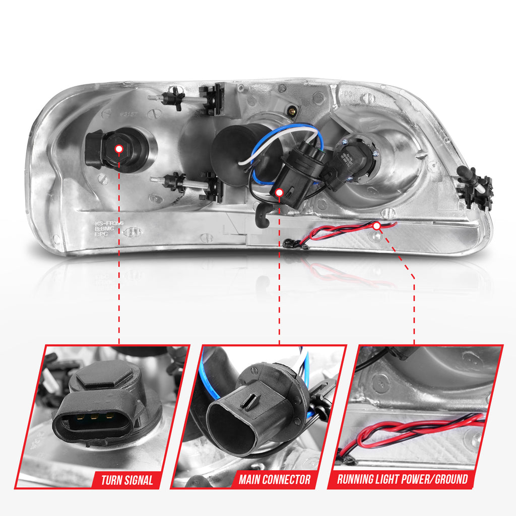 ANZO USA 111504 Crystal Headlight for Select Ford Expedition, Ford F-150, Ford F-150 Heritage, Ford F-250