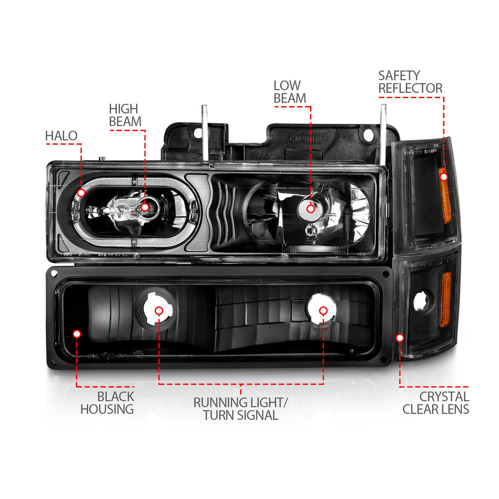 ANZO USA 111507 Crystal Headlight for Select Chevrolet Blazer, Chevrolet C1500, Chevrolet C1500 Suburban, Chevrolet C2500, Chevrolet C2500 Suburban, Chevrolet C3500, Chevrolet C3500HD, Chevrolet K1500, Chevrolet K1500 Suburban, Chevrolet K2500, Chevrolet