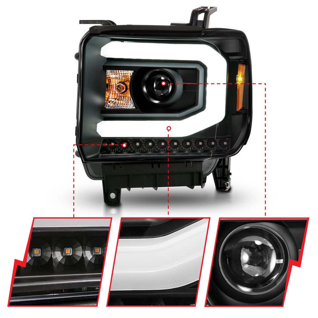 ANZO USA 111513 Projector Headlight for Select GMC Sierra, GMC Sierra 1500, GMC Sierra HD, GMC Sierra HD