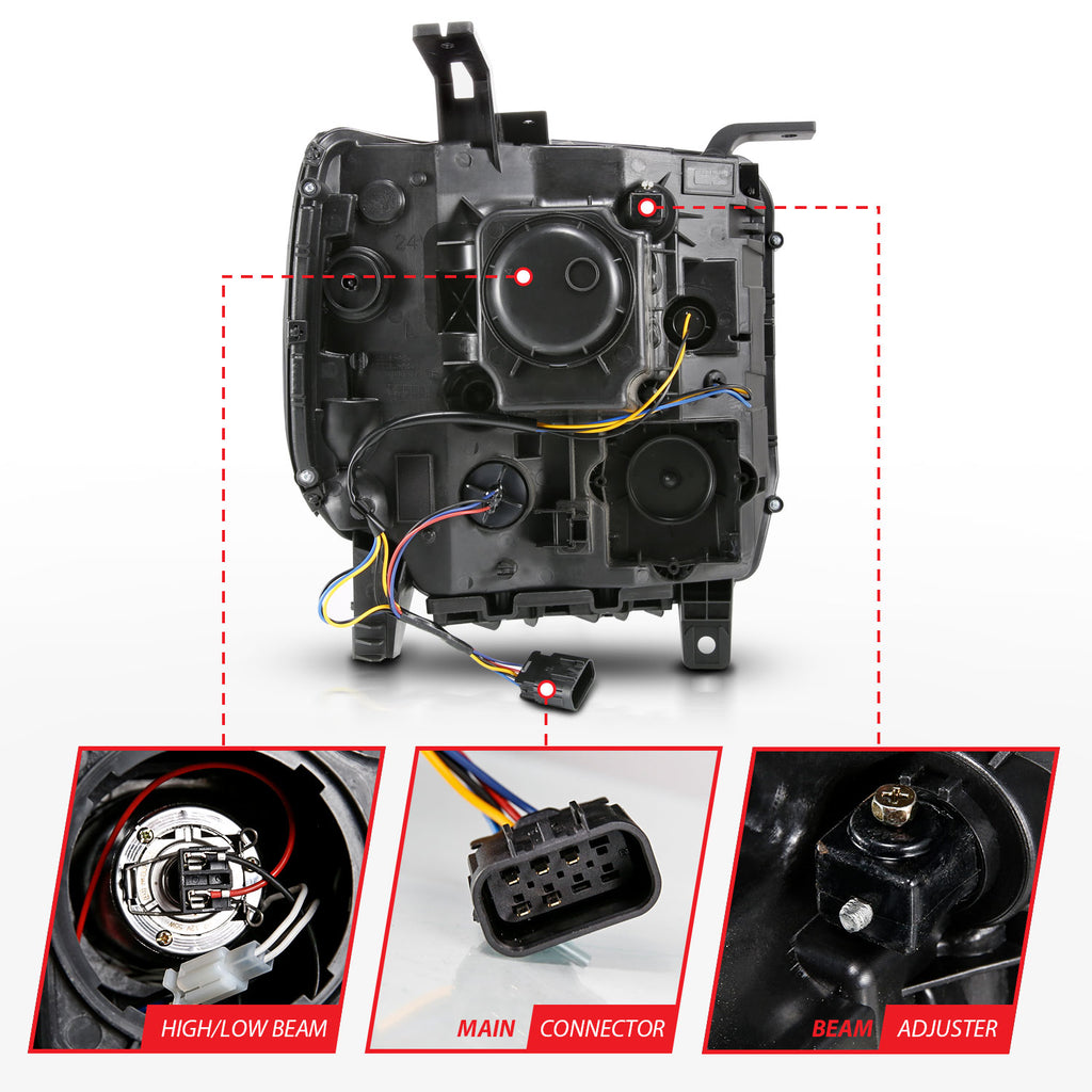 ANZO USA 111513 Projector Headlight for Select GMC Sierra, GMC Sierra 1500, GMC Sierra HD, GMC Sierra HD