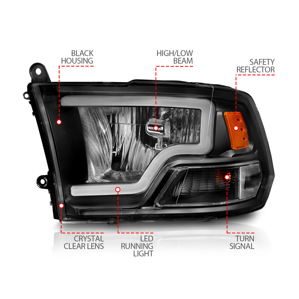 ANZO USA 111515 Crystal Headlight for Select Dodge Ram 1500, Dodge Ram 2500, Dodge Ram 3500, Ram 1500, Ram Classic, Ram 2500, Ram