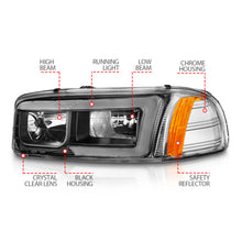 Load image into Gallery viewer, ANZO USA 111522 Crystal Headlight for Select GMC C3500, GMC K3500, GMC Sierra 1500, GMC Sierra Classic, GMC Sierra HD, GMC Sierra HD Classic, GMC Sierra 2500, GMC Sierra HD, GMC Sierra HD Classic, GMC Sierra 3500, GMC Sierra Classic, GMC Yukon, GMC Yukon