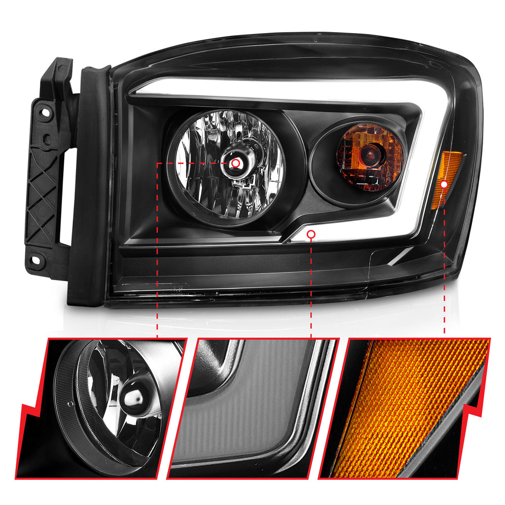 ANZO USA 111524 Crystal Headlight for Select Dodge Ram 1500, Dodge Ram 2500, Dodge Ram