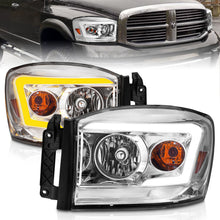 Load image into Gallery viewer, ANZO USA 111527 CRYSTAL HEADLIGHT W/ LIGHT BAR SWITCHBACK CHROME HOUSING CLEAR LENS for Select Dodge Ram 1500, Dodge Ram 2500, Dodge Ram