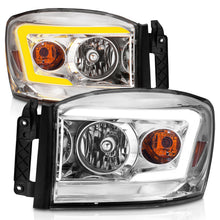 Load image into Gallery viewer, ANZO USA 111527 CRYSTAL HEADLIGHT W/ LIGHT BAR SWITCHBACK CHROME HOUSING CLEAR LENS for Select Dodge Ram 1500, Dodge Ram 2500, Dodge Ram