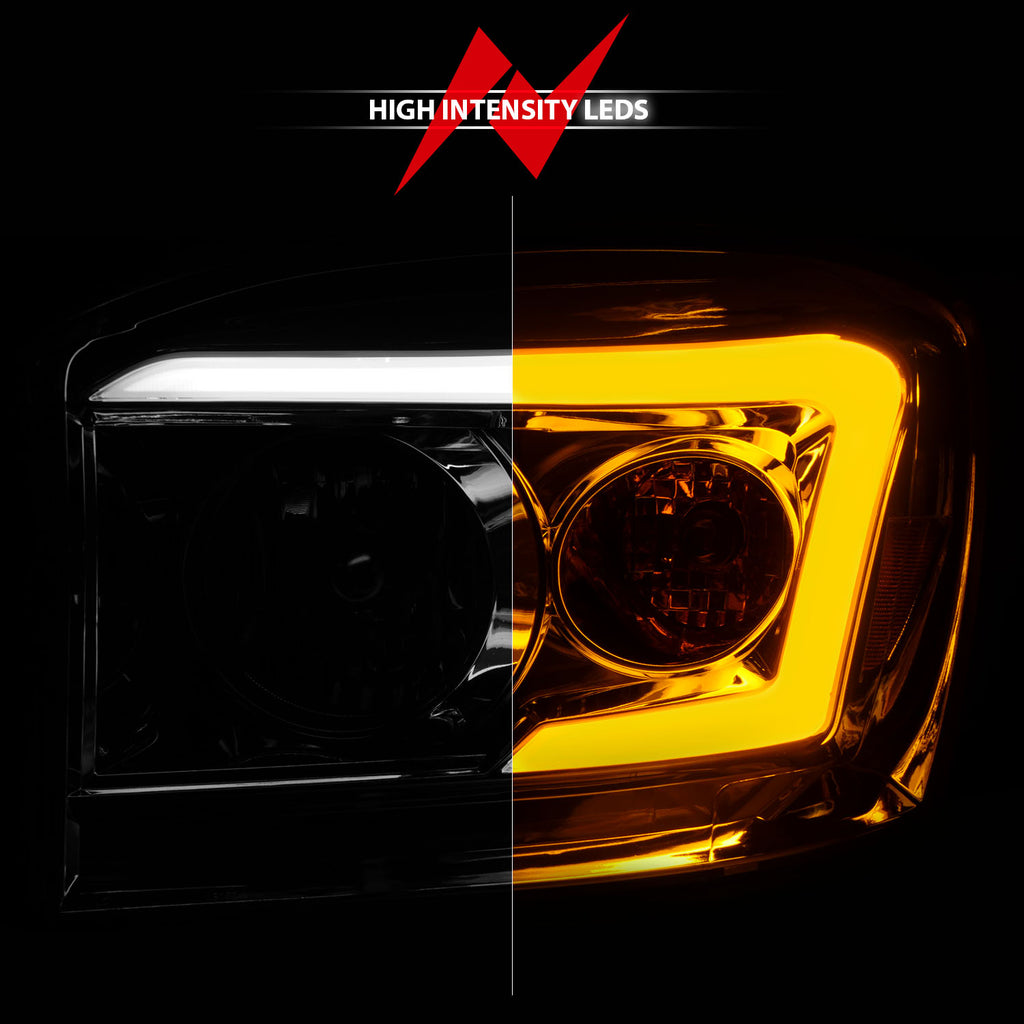 ANZO USA 111527 CRYSTAL HEADLIGHT W/ LIGHT BAR SWITCHBACK CHROME HOUSING CLEAR LENS for Select Dodge Ram 1500, Dodge Ram 2500, Dodge Ram