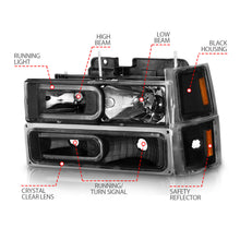 Load image into Gallery viewer, ANZO USA 111528 Crystal Headlight for Select Chevrolet Blazer, Chevrolet C1500, Chevrolet C1500 Suburban, Chevrolet C2500, Chevrolet C2500 Suburban, Chevrolet C3500, Chevrolet C3500HD, Chevrolet K1500, Chevrolet K1500 Suburban, Chevrolet K2500, Chevrolet