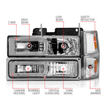 Load image into Gallery viewer, ANZO USA 111529 Crystal Headlight for Select Chevrolet Blazer, Chevrolet C1500, Chevrolet C1500 Suburban, Chevrolet C2500, Chevrolet C2500 Suburban, Chevrolet C3500, Chevrolet C3500HD, Chevrolet K1500, Chevrolet K1500 Suburban, Chevrolet K2500, Chevrolet