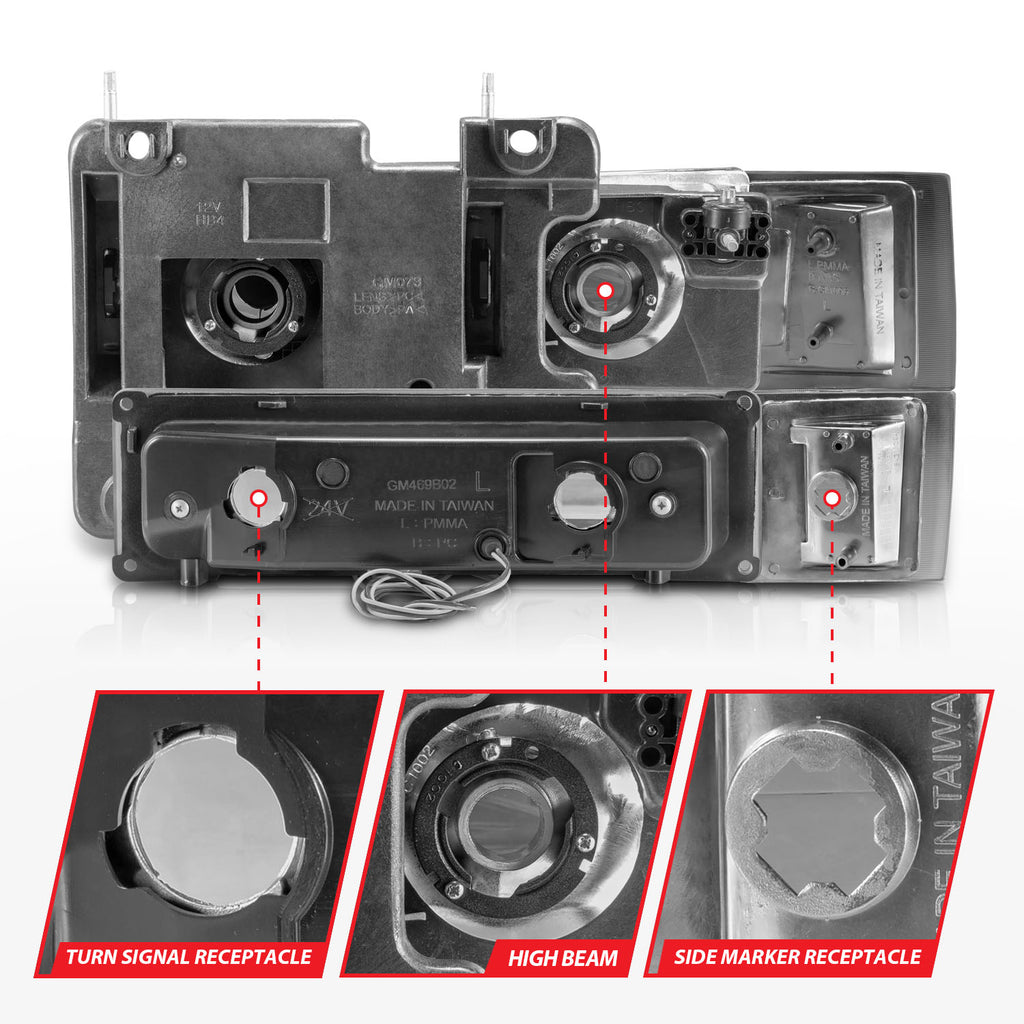 ANZO USA 111529 Crystal Headlight for Select Chevrolet Blazer, Chevrolet C1500, Chevrolet C1500 Suburban, Chevrolet C2500, Chevrolet C2500 Suburban, Chevrolet C3500, Chevrolet C3500HD, Chevrolet K1500, Chevrolet K1500 Suburban, Chevrolet K2500, Chevrolet