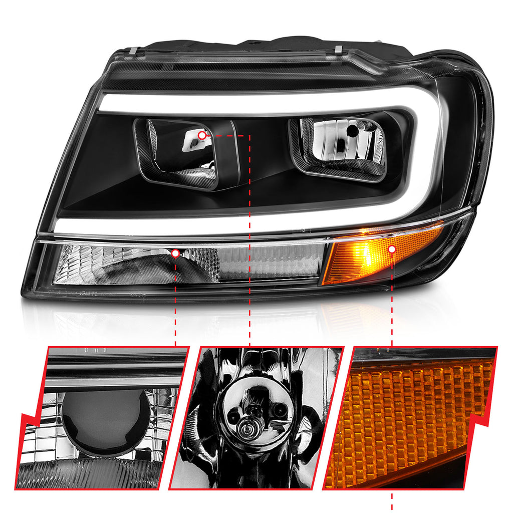 ANZO USA 111537 Crystal Headlight for Select Jeep Grand Cherokee