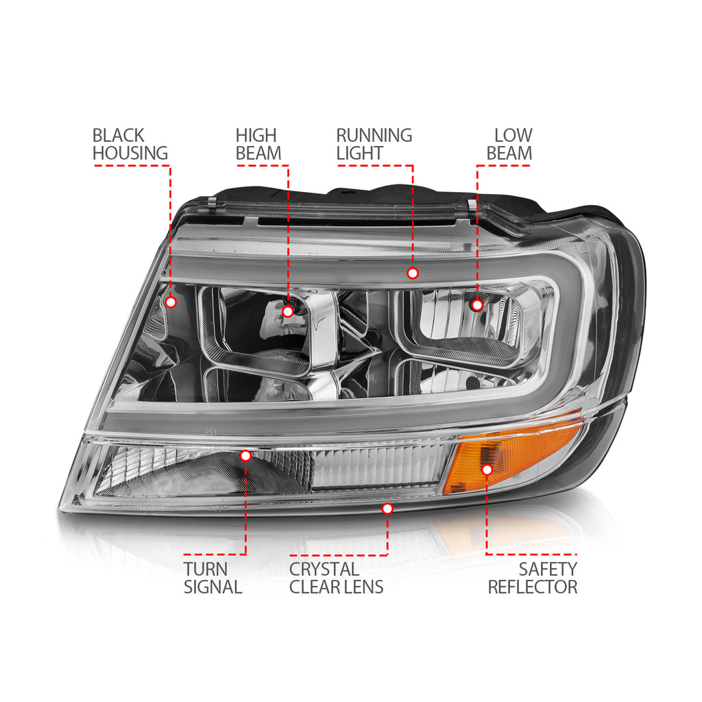 ANZO USA 111538 Crystal Headlight for Select Jeep Grand Cherokee