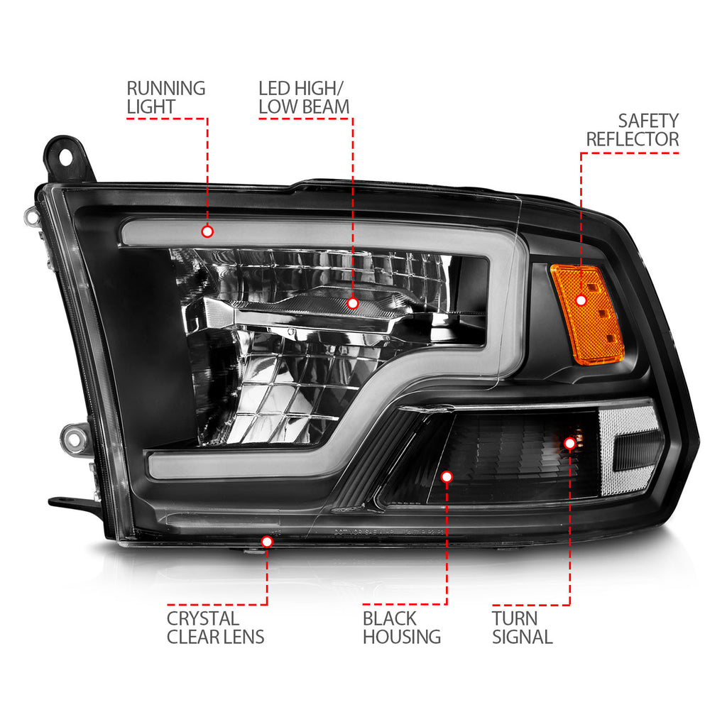 ANZO USA 111539 LED Projector Headlight for Select Dodge Ram 1500, Dodge Ram 2500, Dodge Ram 3500, Ram 1500, Ram Classic, Ram 2500, Ram