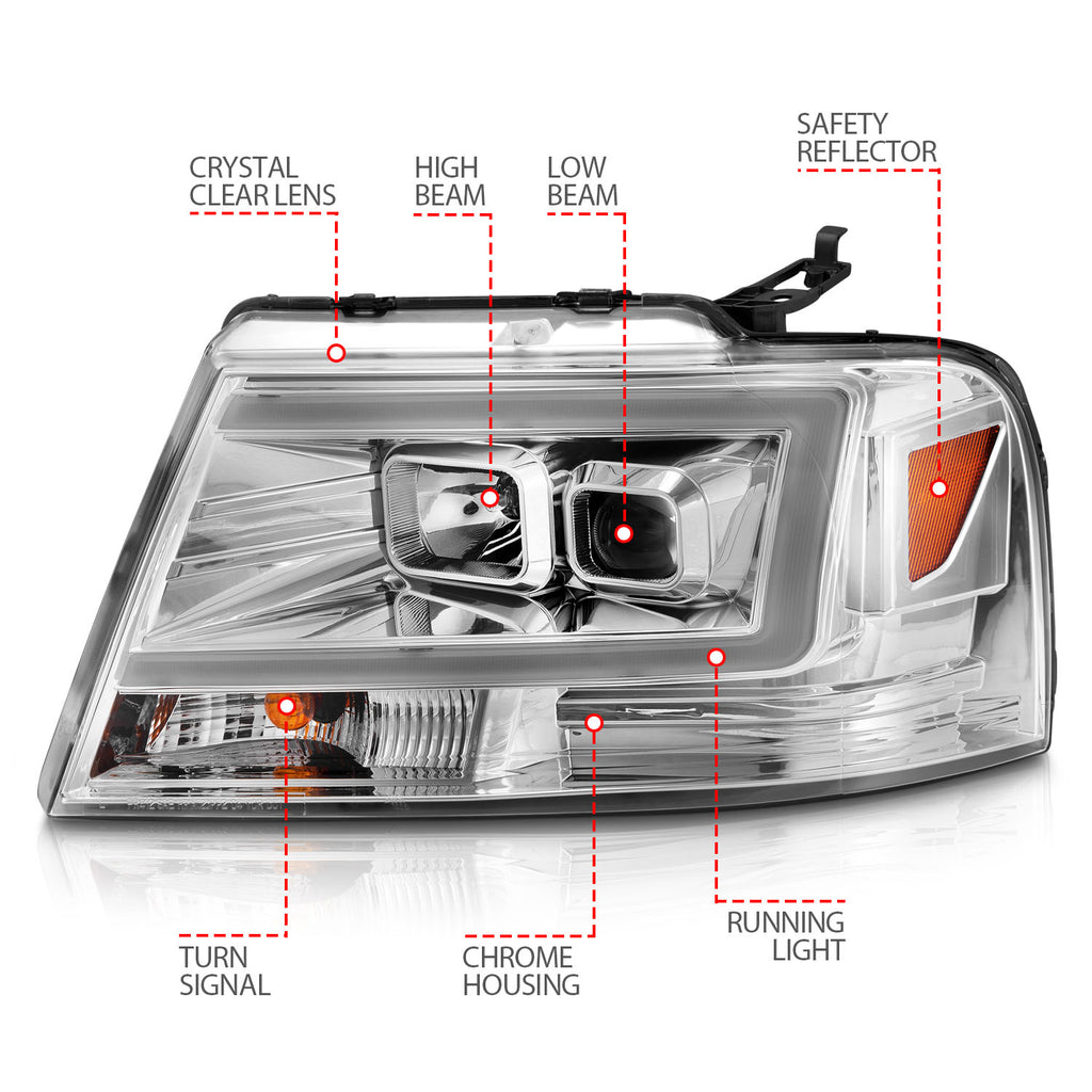 ANZO USA 111542 Projector Headlight for Select Ford F-150, Lincoln Mark LT