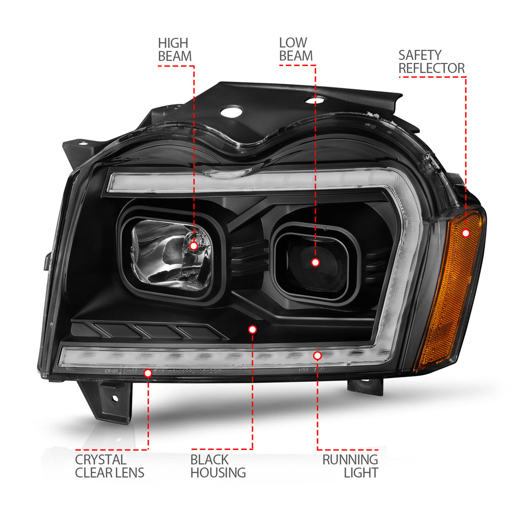 ANZO USA 111543 Projector Headlight for Select Jeep Grand Cherokee