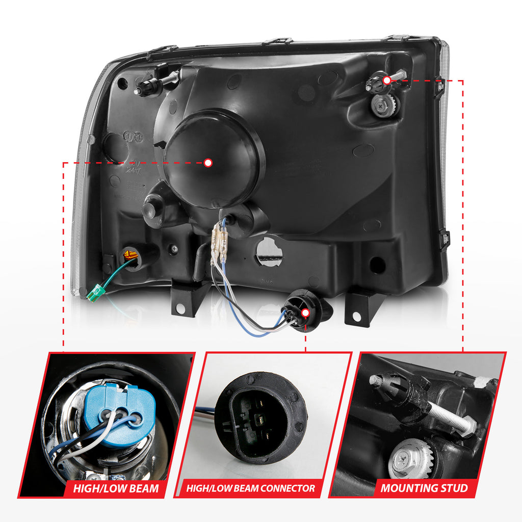 ANZO USA 111549 Crystal Headlight for Select Ford Excursion, Ford F-250, Ford F-250 Super Duty, Ford F-350, Ford F-350 Super Duty, Ford F-450 Super Duty