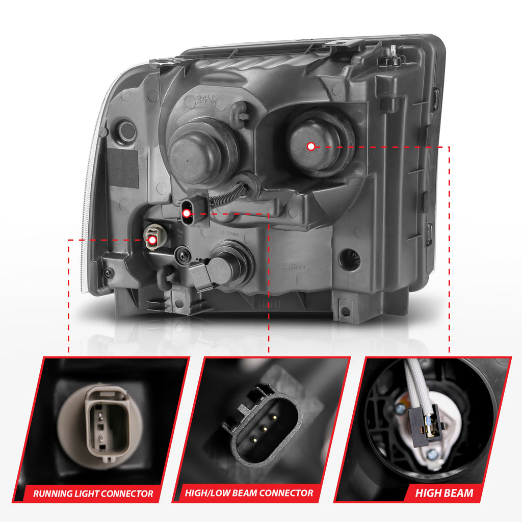 ANZO USA 111552 Projector Headlight for Select Ford Excursion, Ford F-250, Ford F-250 Super Duty, Ford F-350, Ford F-350 Super Duty, Ford F-450 Super Duty, Ford F-550 Super Duty
