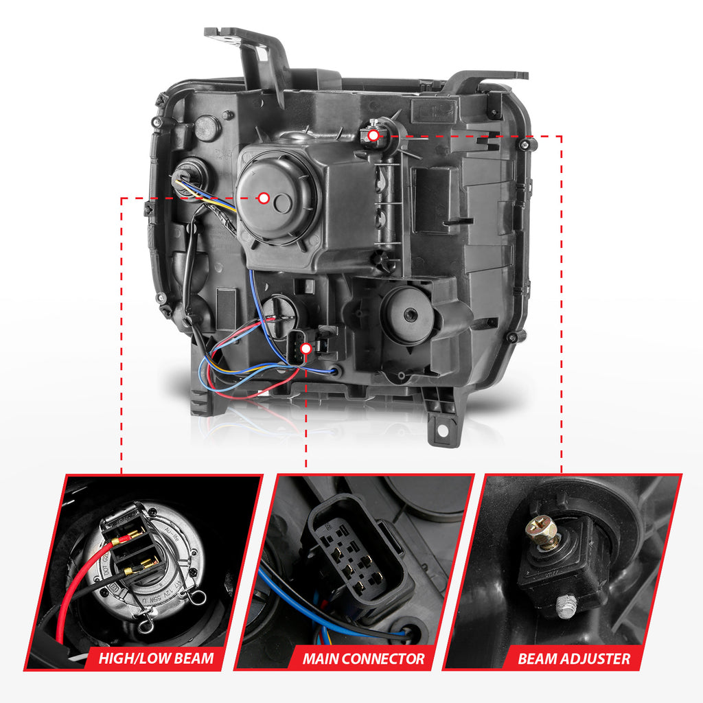 ANZO USA 111553 Projector Headlight for Select GMC Sierra 1500, GMC Sierra HD, GMC Sierra HD