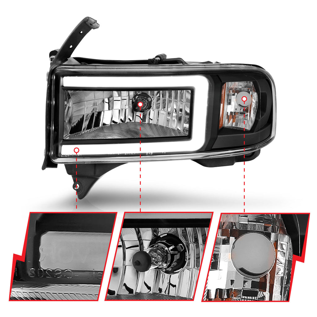 ANZO USA 111554 Crystal Headlight for Select Dodge Ram 1500, Dodge Ram 2500, Dodge Ram