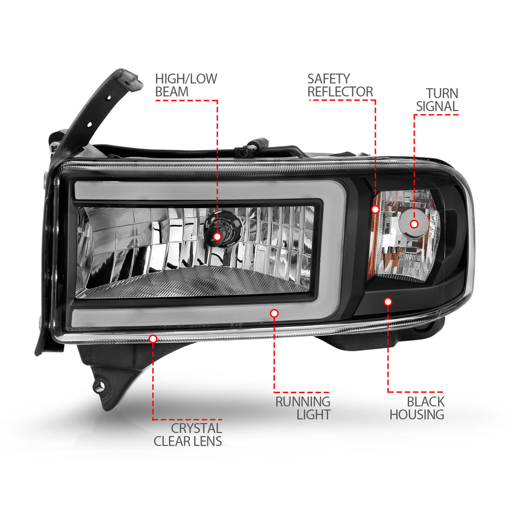 ANZO USA 111554 Crystal Headlight for Select Dodge Ram 1500, Dodge Ram 2500, Dodge Ram