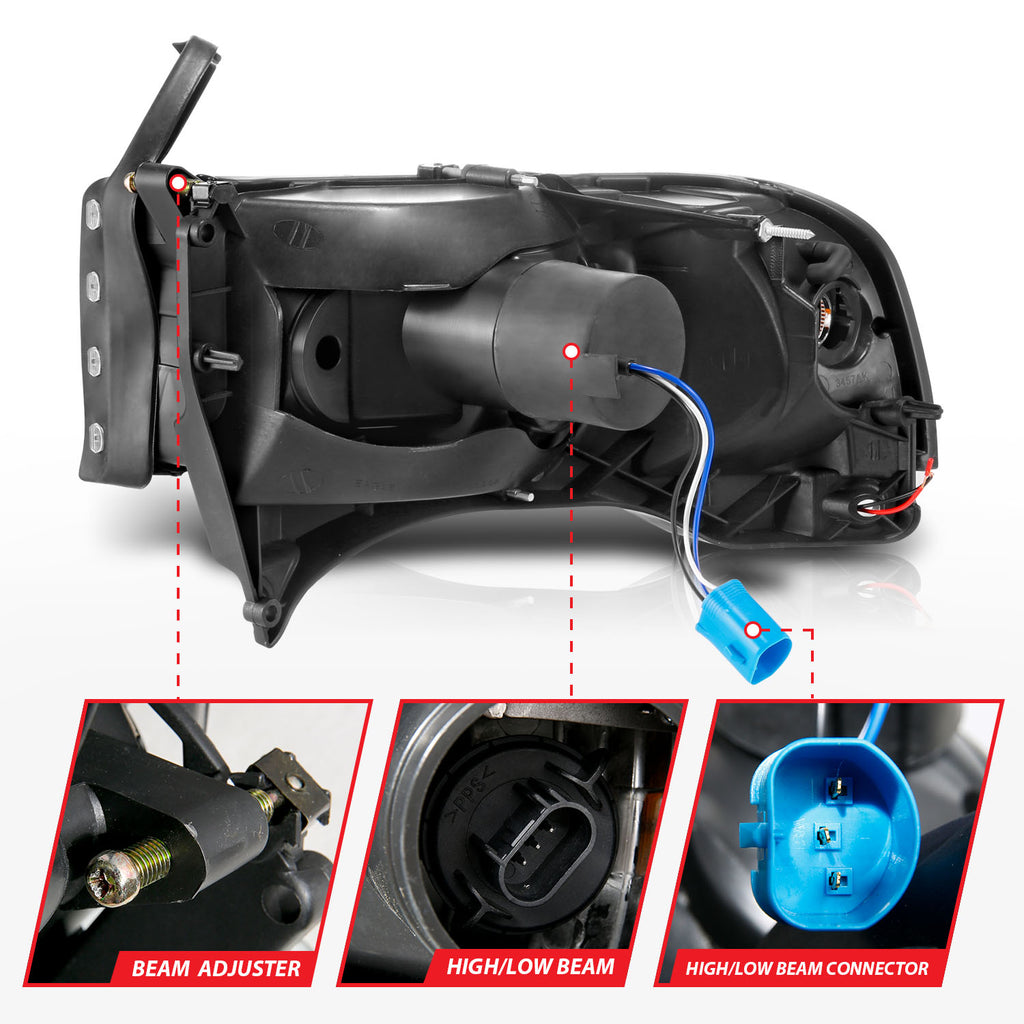 ANZO USA 111554 Crystal Headlight for Select Dodge Ram 1500, Dodge Ram 2500, Dodge Ram
