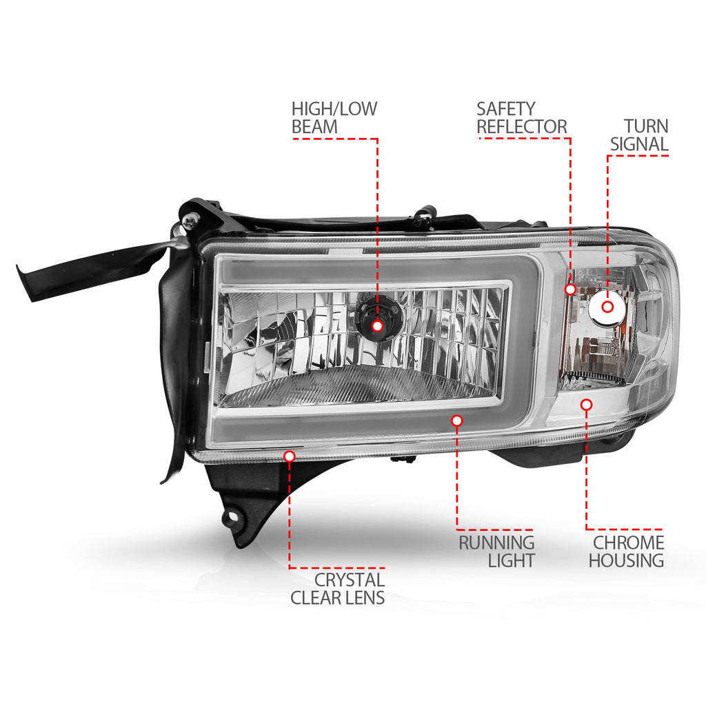 ANZO USA 111555 Crystal Headlight for Select Dodge Ram 1500, Dodge Ram 2500, Dodge Ram