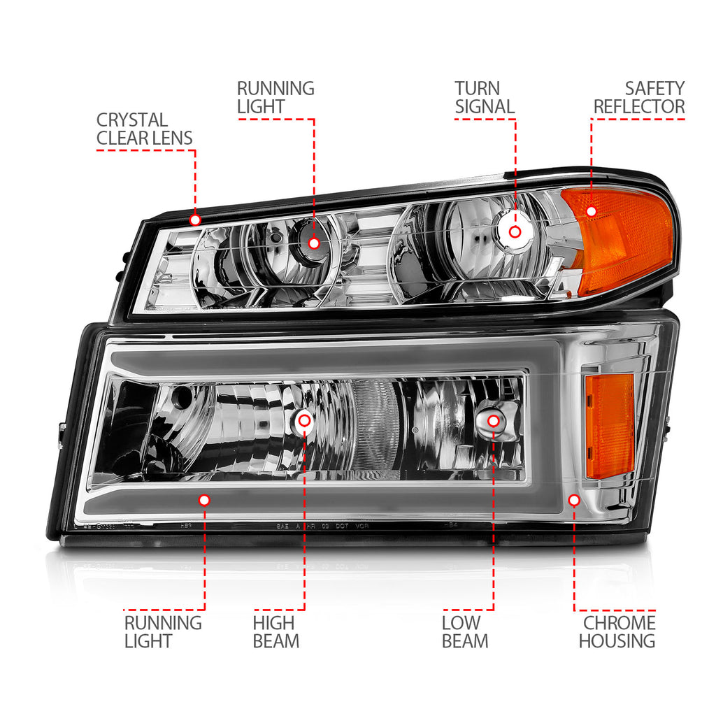 ANZO USA 111559 Crystal Headlight for Select Chevrolet Colorado, GMC Canyon, Isuzu i-280, Isuzu i-290, Isuzu i-350, Isuzu i-370