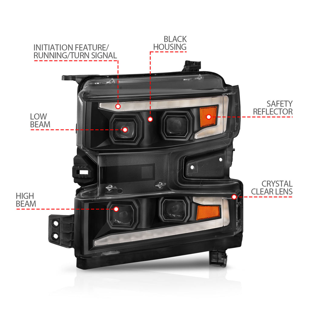 ANZO USA 111566-L LED Projector Headlight for Select Chevrolet Silverado 1500, Chevrolet Silverado LTD