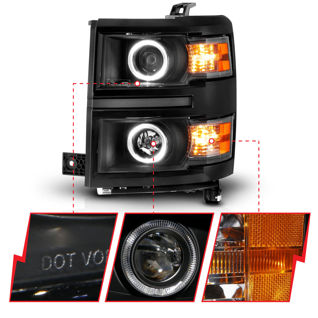 ANZO USA 111583 Projector Headlight for Select Chevrolet Silverado 1500, Chevrolet Silverado 2500, Chevrolet Silverado HD, Chevrolet Silverado 3500, Chevrolet Silverado HD