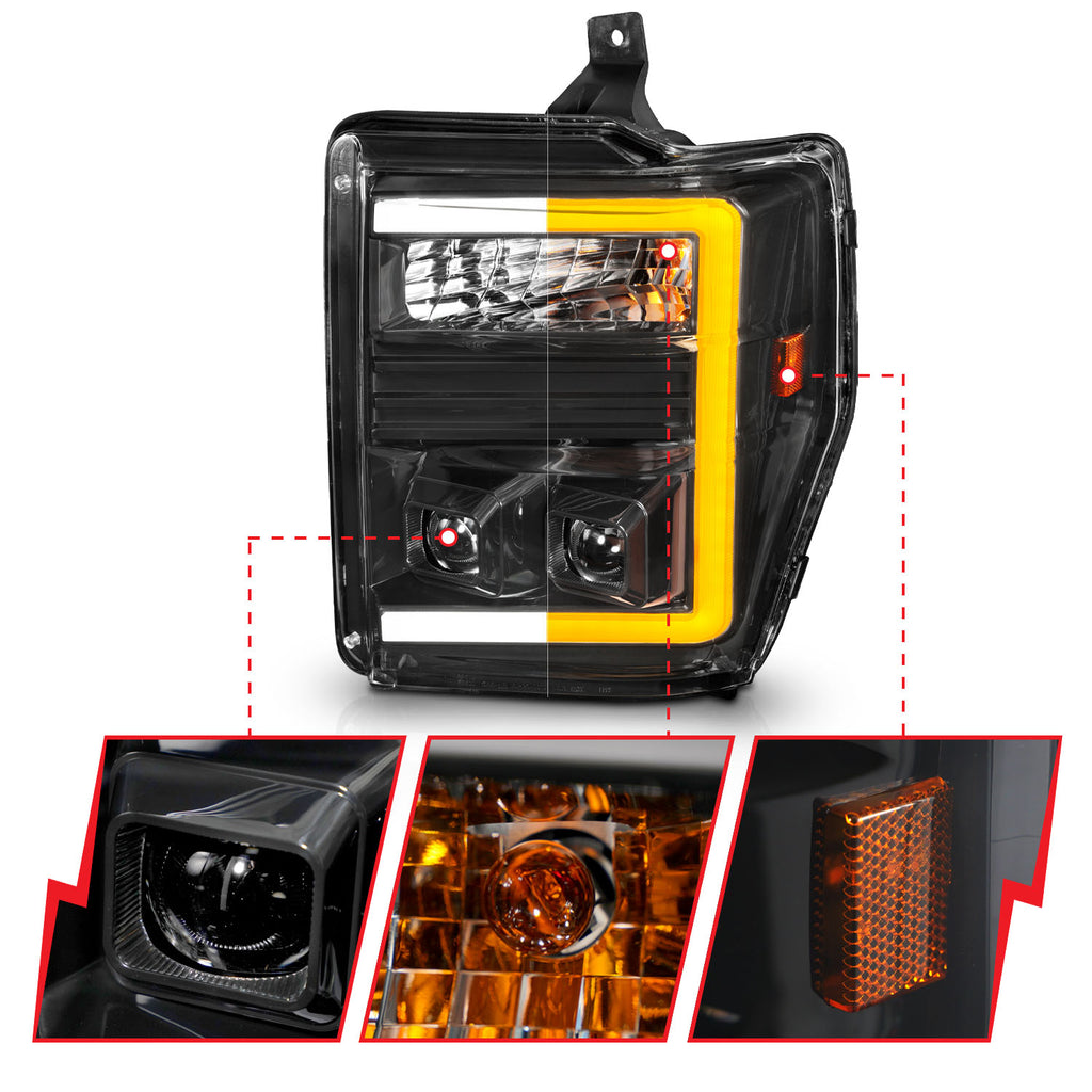 ANZO USA 111586 Projector Headlight for Select Ford F-250 Super Duty, Ford F-350 Super Duty, Ford F-450 Super Duty, Ford F-550 Super Duty