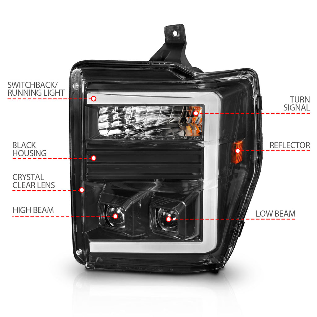 ANZO USA 111586 Projector Headlight for Select Ford F-250 Super Duty, Ford F-350 Super Duty, Ford F-450 Super Duty, Ford F-550 Super Duty