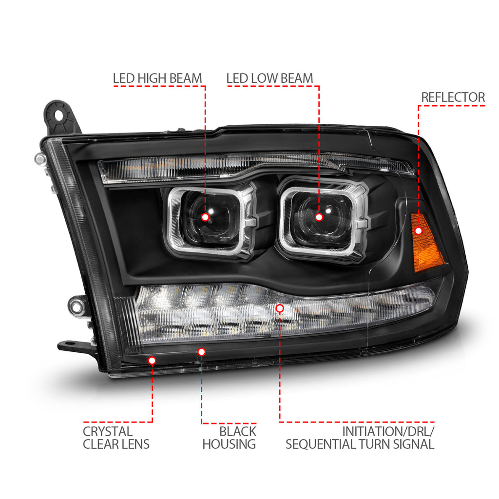 ANZO USA 111595 LED Projector Headlight for Select Dodge Ram 1500, Dodge Ram 2500, Dodge Ram 3500, Ram 1500, Ram Classic, Ram 2500, Ram