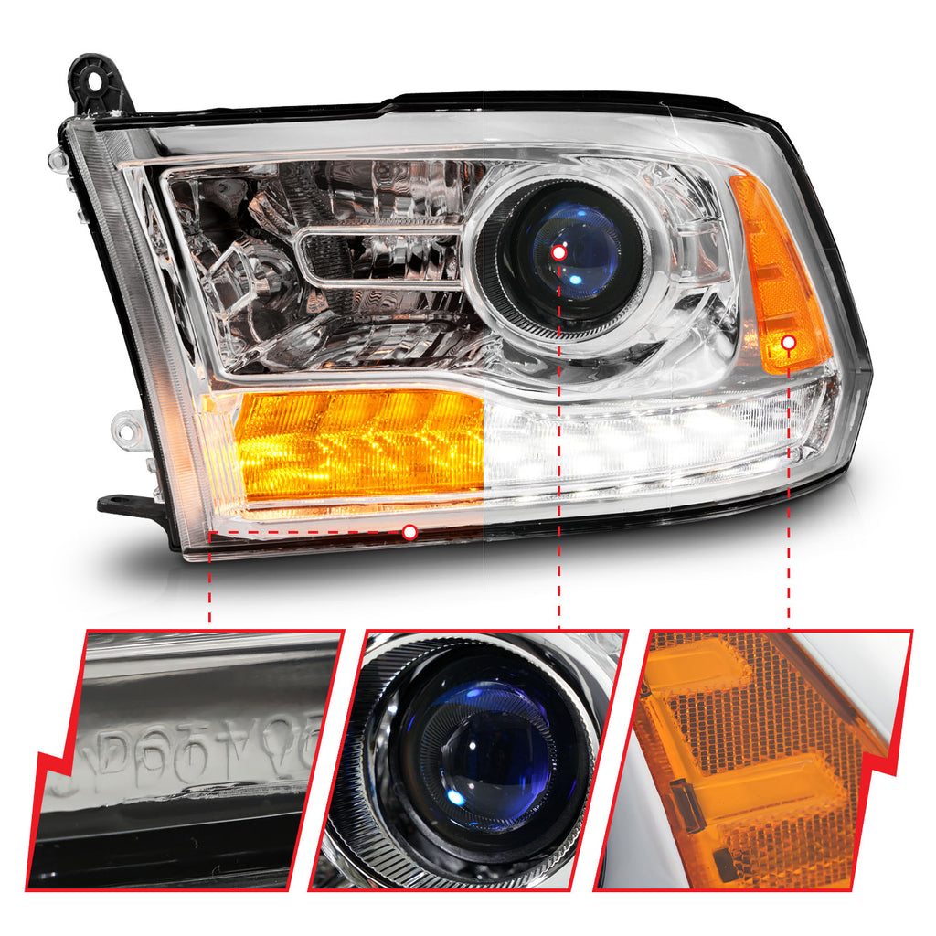 ANZO USA 111610 Projector Headlight for Select Dodge Ram 1500, Dodge Ram 2500, Dodge Ram 3500, Ram 1500, Ram Classic, Ram 2500, Ram