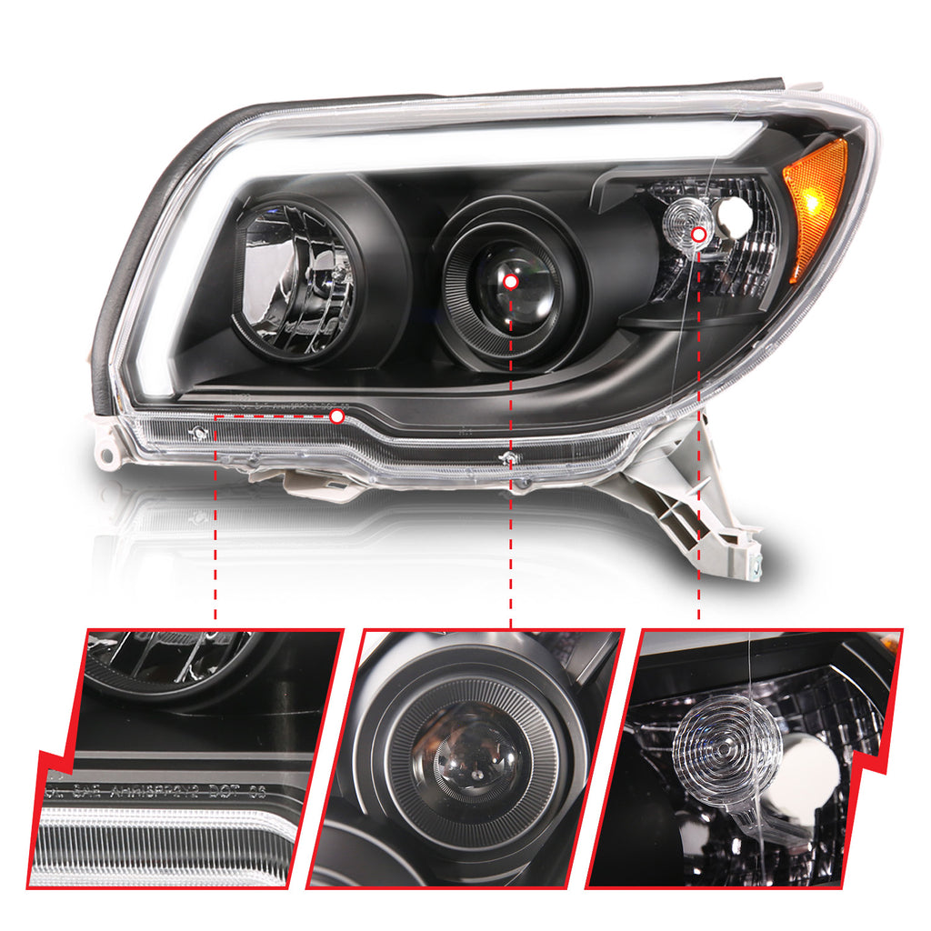 ANZO USA 111616 LED Bar Projector Black Headlight for Select Toyota 4Runner