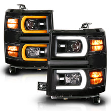 Load image into Gallery viewer, ANZO USA 111617 Black Housing Dual Switchback+Sequential LED Tube Square Projector Headlights for Select Chevrolet Silverado