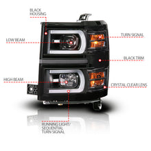 Load image into Gallery viewer, ANZO USA 111617 Black Housing Dual Switchback+Sequential LED Tube Square Projector Headlights for Select Chevrolet Silverado