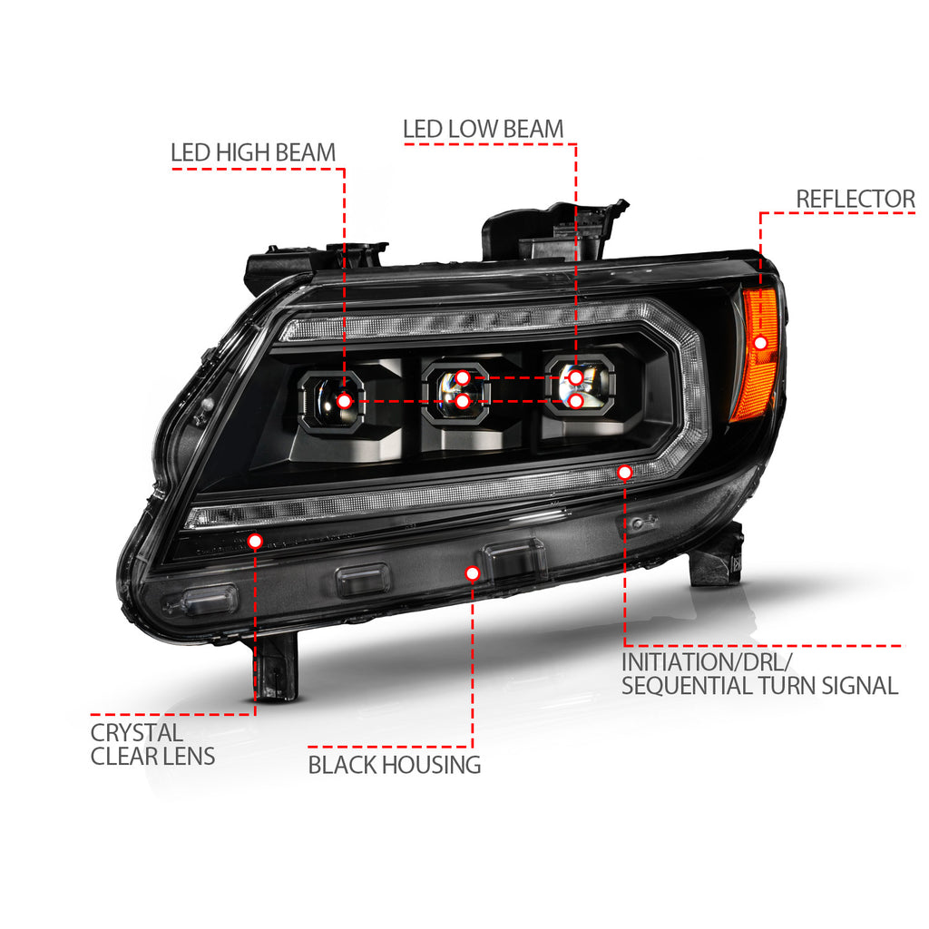 ANZO USA 111634 LED Projector Headlight for Select Chevrolet Colorado