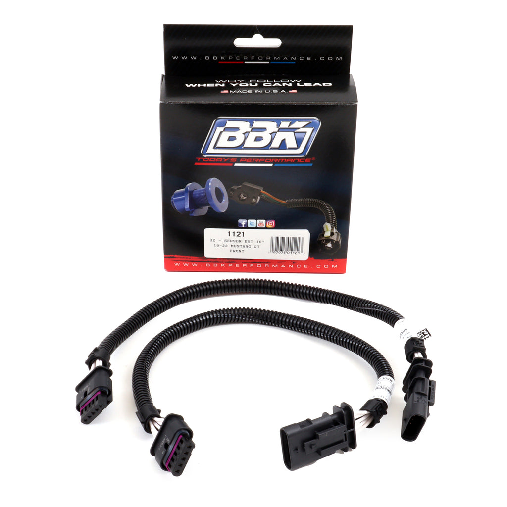 BBK Performance Parts 1121 2018-24 MUSTANG GT FRONT OR REAR O2 HARNESS EXTENSIONS 16IN (PAIR) for Select Ford Mustang