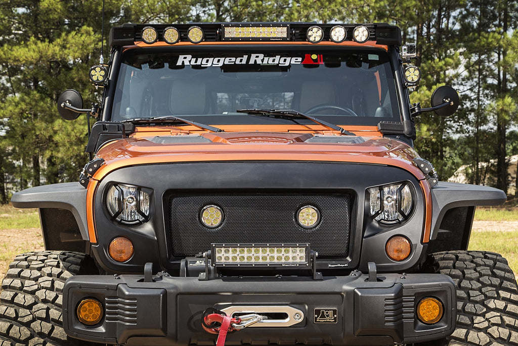 Rugged Ridge 11230.12 Elite Headlight Guards for Select Jeep Wrangler, Jeep Wrangler JK