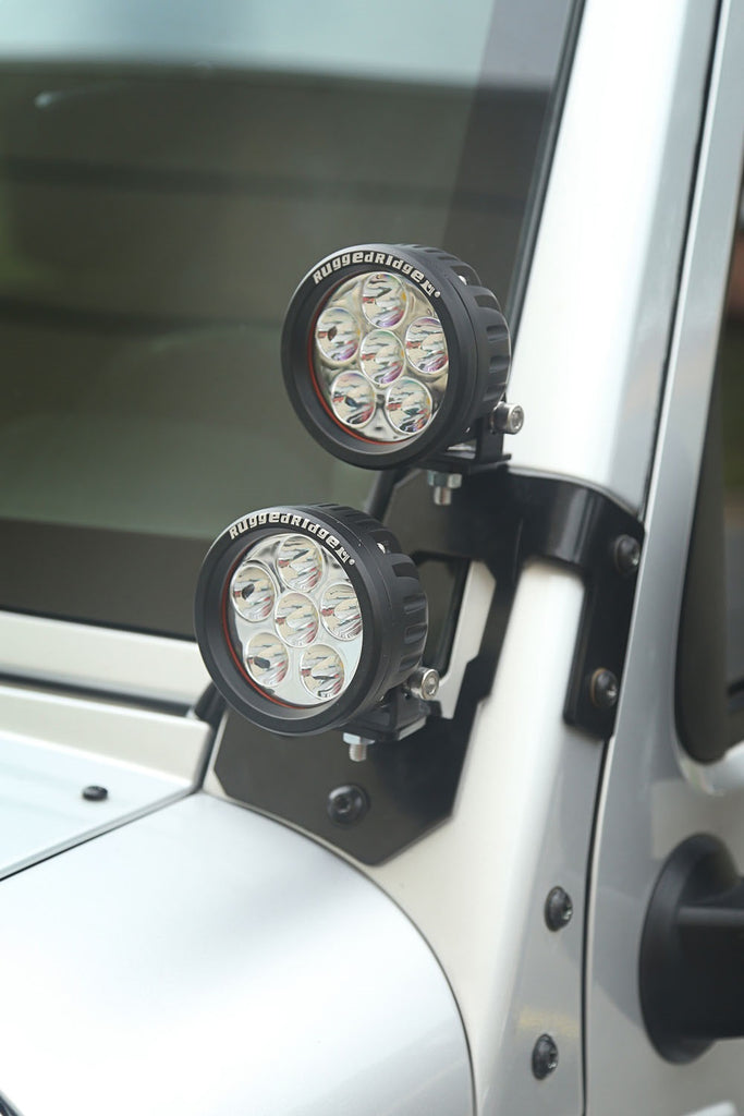Rugged Ridge 11232.30 A-Pillar Light Mount for Select Jeep Wrangler, Jeep Wrangler JK