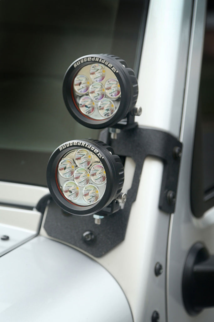 Rugged Ridge 11232.31 A-Pillar Light Mount for Select Jeep Wrangler, Jeep Wrangler JK